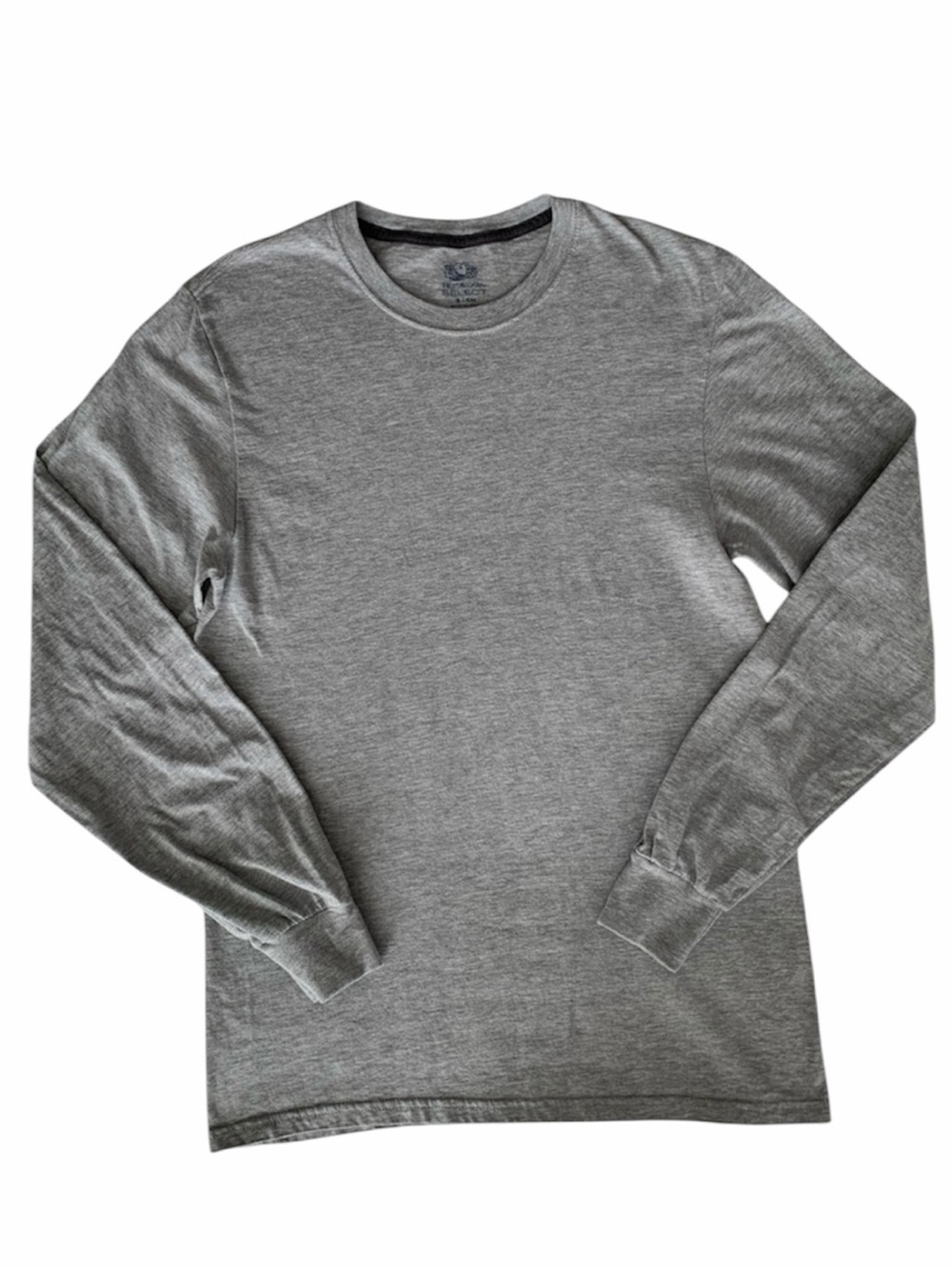 Fruit of the Loom Heather Gray Long Sleeve T-Shirt Basic Comfy S